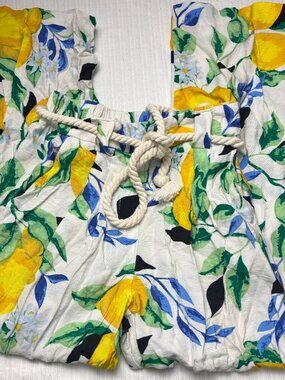 Jules & Leopold Lemon Print Pants Women's XS Paperbag Waist Flowy Resort